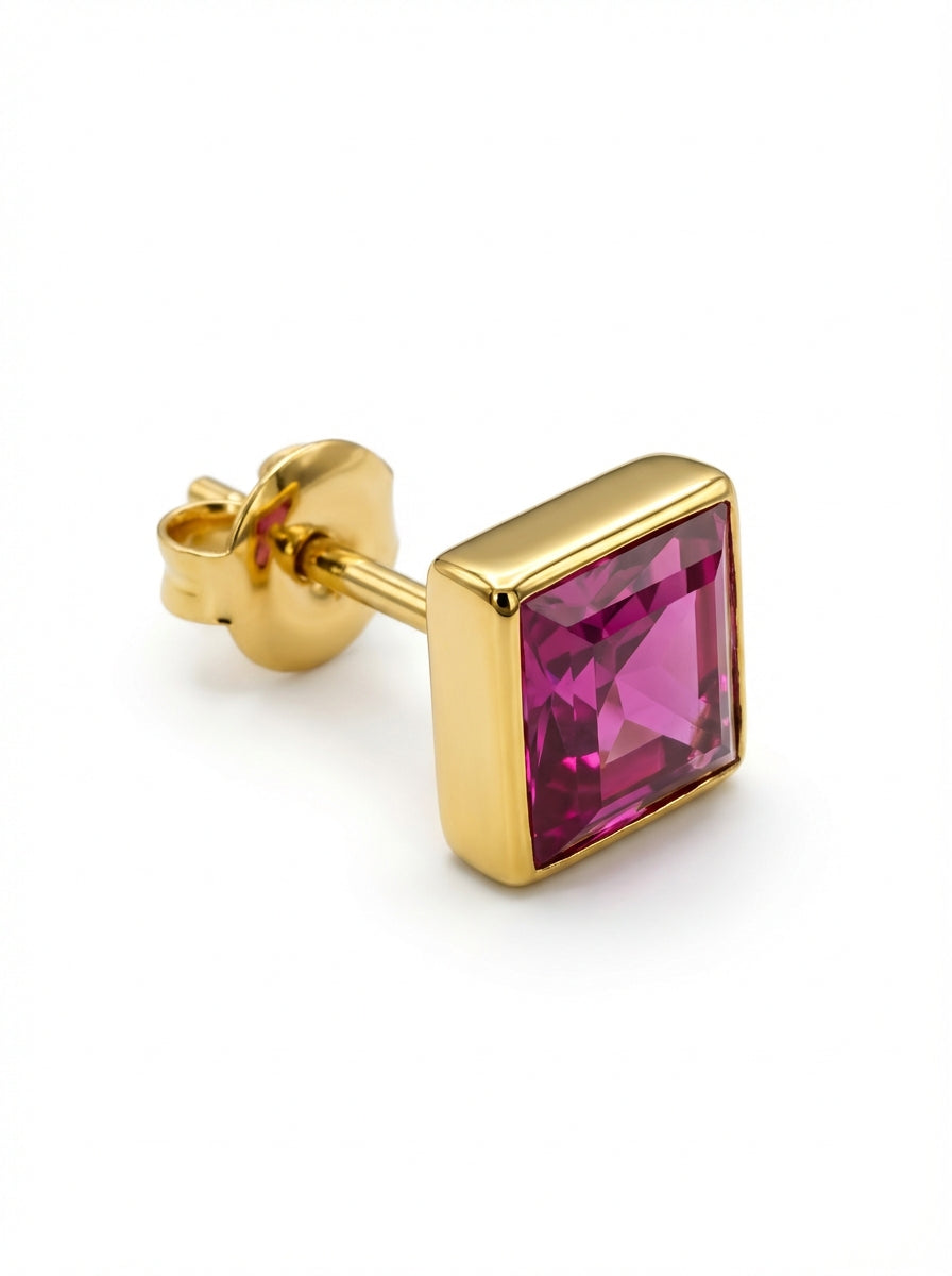 Rød American Diamond Square Cut Studs
