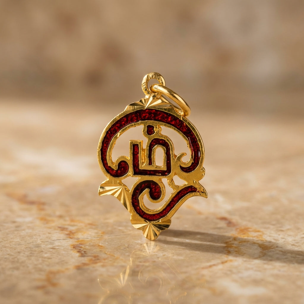 Tamil Ohm Anheng med Røde Detaljer